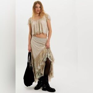 Free People Ciara Shimmer Midi Skirt Set